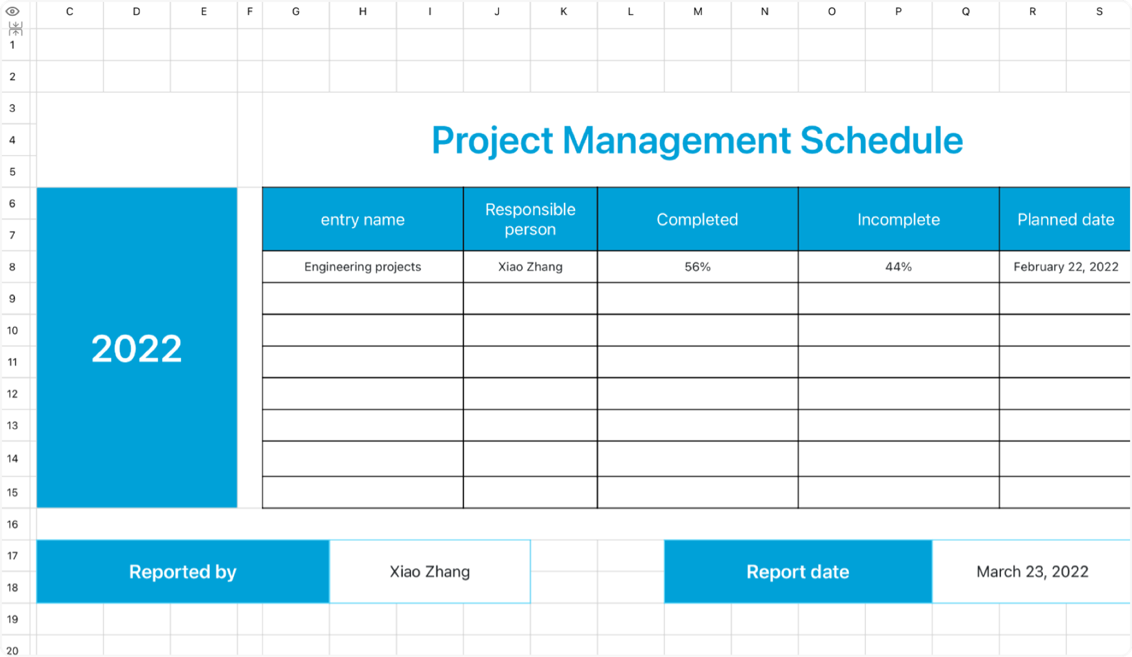 Project management schedule 1